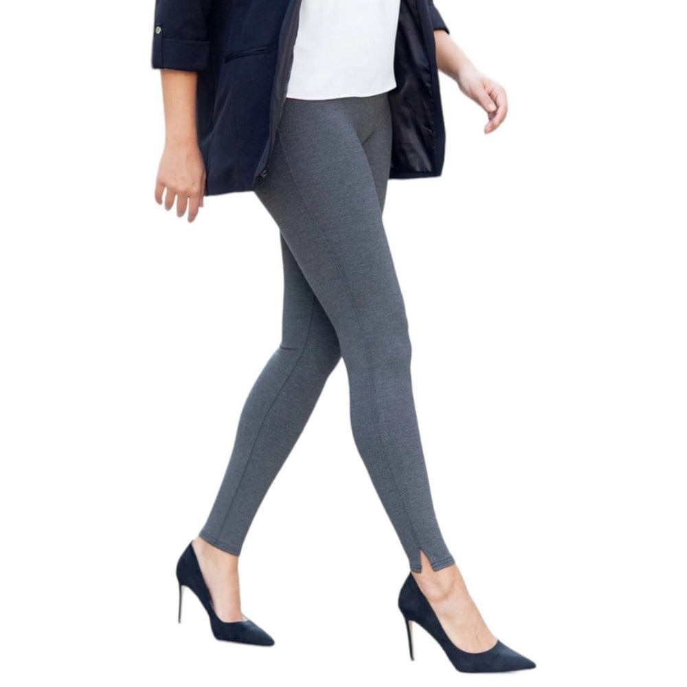 Spanx High Rise Slim Leg Slit Ponte Legging Ankle Pants Charcoal Heather Gray 1X